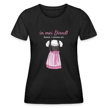 Volksfest In Mei Dirndl Kumm I Nimma Nei Dirndl - Frauen Funktions-T-Shirt - Schwarz - Vorne - AI Model Female 172 light (172cm)