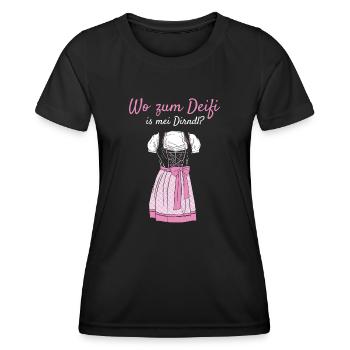 Volksfest Wo Zum Deifi Is Mei Dirndl Dirndl Ersatz - Frauen Funktions-T-Shirt - Schwarz - Vorne - AI Model Female 172 light (172cm)