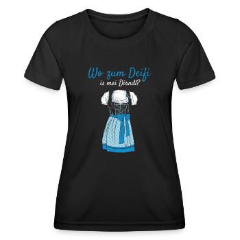 Volksfest Wo Zum Deifi Is Mei Dirndl Dirndl Ersatz - Frauen Funktions-T-Shirt - Schwarz - Vorne - AI Model Female 172 light (172cm)