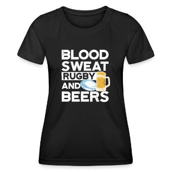 Blood Sweat Rugby Et Bières Fidji Rugby - T-shirt sport Femme - noir - Devant - AI Model Female 172 light (172cm)