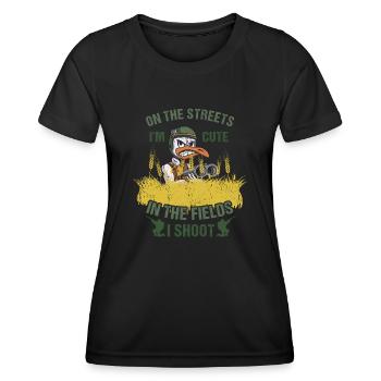 Dans les rues, je suis mignon dans les champs que je photographie - T-shirt sport Femme - noir - Devant - AI Model Female 172 light (172cm)