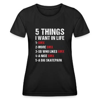 Sport 5 choses que je veux dans la vie BMX - T-shirt sport Femme - noir - Devant - AI Model Female 172 light (172cm)