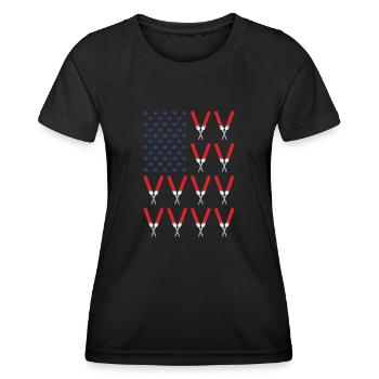 Sport Us Flag Cricket - Frauen Funktions-T-Shirt - Schwarz - Vorne - AI Model Female 172 light (172cm)