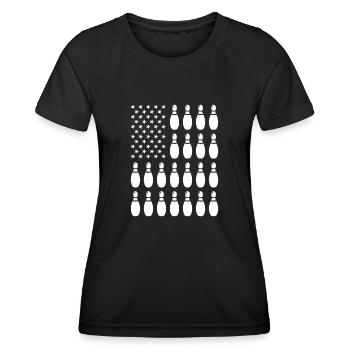 Sport Us Flag Bowling - Women's Functional T-Shirt - black - Front - AI Model Female 172 light (172cm)