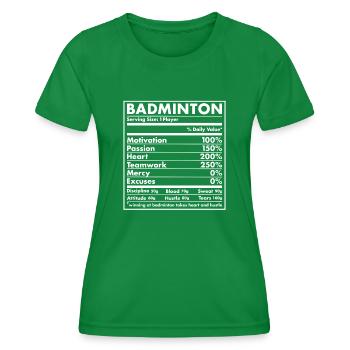 Sport Nutrition Badminton - T-shirt sport Femme - vert - Devant - AI Model Female 172 dark (172cm)