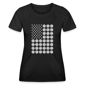 Sport Us Flag Floorball - Frauen Funktions-T-Shirt - Schwarz - Vorne - AI Model Female 172 light (172cm)
