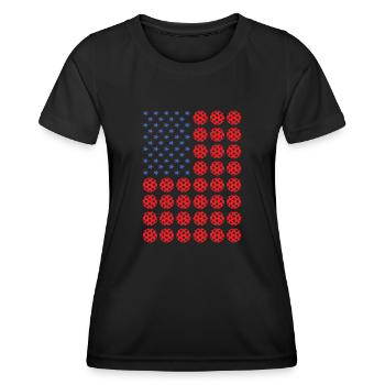 Sport Us Flag Floorball - Frauen Funktions-T-Shirt - Schwarz - Vorne - AI Model Female 172 light (172cm)