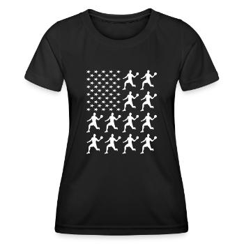 Ballon chasseur Sport Us Flag - T-shirt sport Femme - noir - Devant - AI Model Female 172 light (172cm)