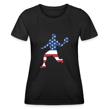 Ballon chasseur Sport Us Flag - T-shirt sport Femme - noir - Devant - AI Model Female 172 light (172cm)