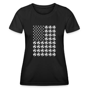 Sport Us Flag Futsal - Frauen Funktions-T-Shirt - Schwarz - Vorne - AI Model Female 172 light (172cm)