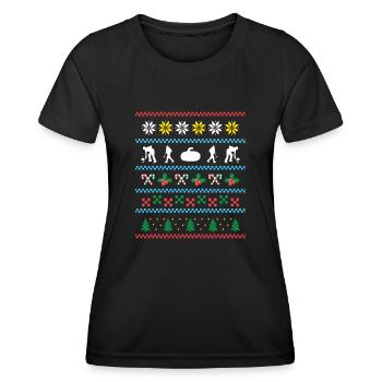 Sport X-Mas Christmas Curling - Frauen Funktions-T-Shirt - Schwarz - Vorne - AI Model Female 172 light (172cm)