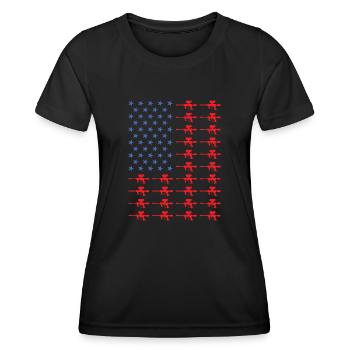 Sport Us Flag Paintball - Women's Functional T-Shirt - black - Front - AI Model Female 172 light (172cm)