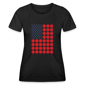 Sport Us Flag Pickleball - Women's Functional T-Shirt - black - Front - AI Model Female 172 light (172cm)