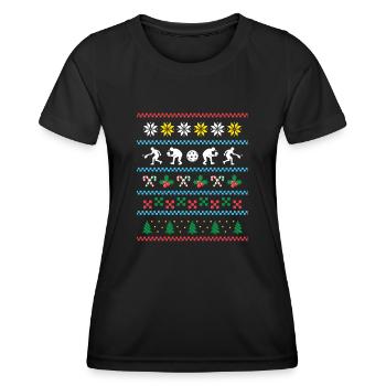 Sport X-Mas Christmas Pickleball - Frauen Funktions-T-Shirt - Schwarz - Vorne - AI Model Female 172 light (172cm)