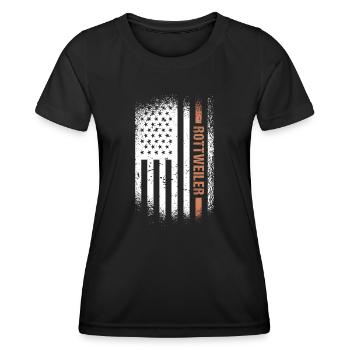 Rottweiler Us Flag - Frauen Funktions-T-Shirt - Schwarz - Vorne - AI Model Female 172 light (172cm)