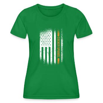 Chien Corgi Us drapeau - T-shirt sport Femme - vert - Devant - AI Model Female 172 dark (172cm)