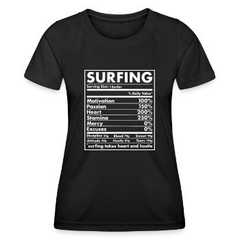 Sport Nutrition Surfing - Frauen Funktions-T-Shirt - Schwarz - Vorne - AI Model Female 172 light (172cm)