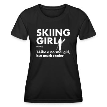 Sport Girl Skiing - Frauen Funktions-T-Shirt - Schwarz - Vorne - AI Model Female 172 light (172cm)