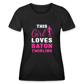 Baton Twirler This Girl Loves Baton Twirling - Women's Functional T-Shirt - black - Front - AI Model Female 172 light (172cm)