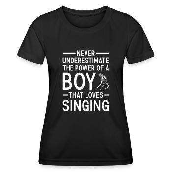 Singer Never Underestimate The Power Of A Boy - Frauen Funktions-T-Shirt - Schwarz - Vorne - AI Model Female 172 light (172cm)