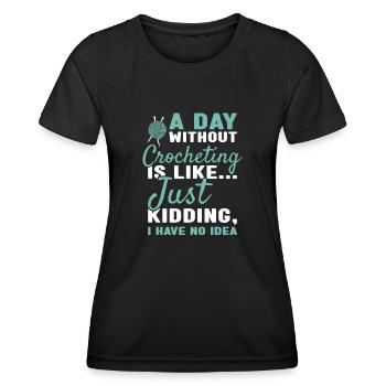 Crocheteur Une journée sans crocheter - T-shirt sport Femme - noir - Devant - AI Model Female 172 light (172cm)