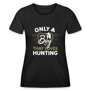 Chasseur seulement Un garçon qui aime la chasse - T-shirt sport Femme - noir - Devant - AI Model Female 172 light (172cm)