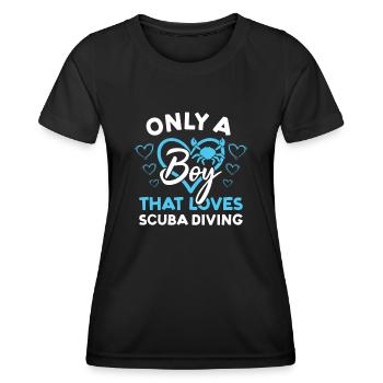 Scuba Diver Only : Un garçon qui aime la plongée sous-marine - T-shirt sport Femme - noir - Devant - AI Model Female 172 light (172cm)