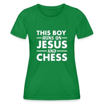 Chess Player This Boy Runs On Jesus Chess - Frauen Funktions-T-Shirt - Kelly Green - Vorne - AI Model Female 172 dark (172cm)