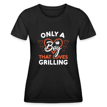 Griller Only A Boy That Loves Grilling - Frauen Funktions-T-Shirt - Schwarz - Vorne - AI Model Female 172 light (172cm)