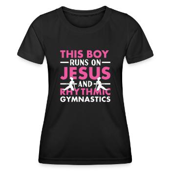Gymnast Boy Runs On Jesus And Rhythmic Gymnastics - Women's Functional T-Shirt - black - Front - AI Model Female 172 light (172cm)