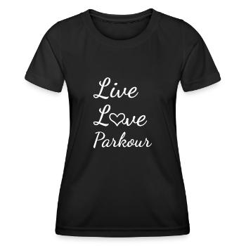 Traceur Live Love Parkour - Frauen Funktions-T-Shirt - Schwarz - Vorne - AI Model Female 172 light (172cm)