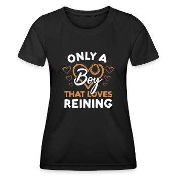 Reiner : seulement un garçon qui aime le reining - T-shirt sport Femme - noir - Devant - AI Model Female 172 light (172cm)