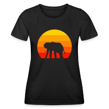 Retro Elefant - Frauen Funktions-T-Shirt - Schwarz - Vorne - AI Model Female 172 light (172cm)
