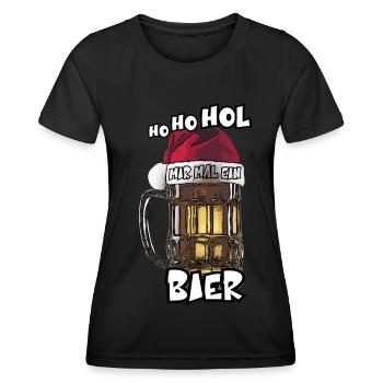 ho ho hol mir mal ein Bier xmas Bierfreund saufen - Frauen Funktions-T-Shirt - Schwarz - Vorne - AI Model Female 172 light (172cm)