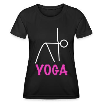 Exercice de yoga - T-shirt sport Femme - noir - Devant - AI Model Female 172 light (172cm)