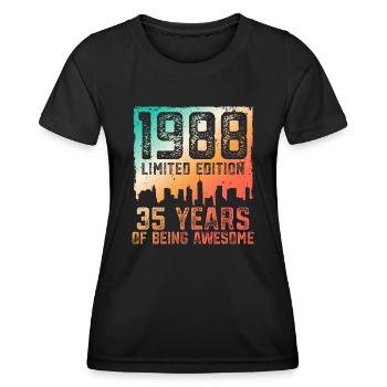 35 anniversaire 35 ans né en 1988 - T-shirt sport Femme - noir - Devant - AI Model Female 172 light (172cm)