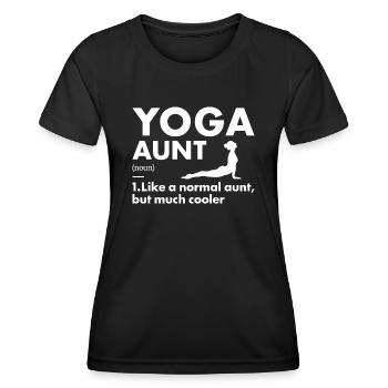 Yogi Aunt Definition Yoga - Frauen Funktions-T-Shirt - Schwarz - Vorne - AI Model Female 172 light (172cm)
