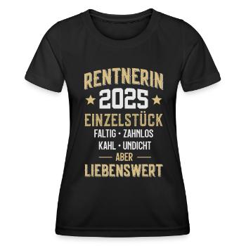 RENTE RENTNERIN 2025 - Frauen Funktions-T-Shirt - Schwarz - Vorne - AI Model Female 172 light (172cm)
