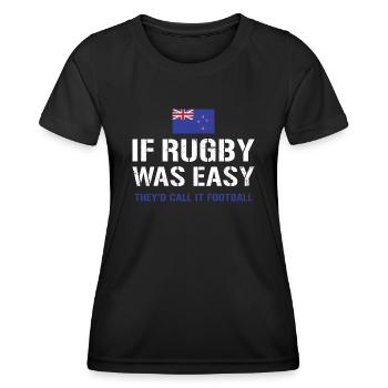 If Rugby Was Easy New Zealand Rugby - Frauen Funktions-T-Shirt - Schwarz - Vorne - AI Model Female 172 light (172cm)