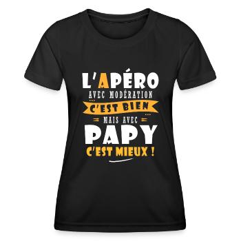 Papy Cadeau Humour papy cadeau papi papy - T-shirt sport Femme - noir - Devant - AI Model Female 172 light (172cm)