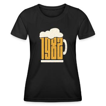 41e anniversaire Buveur de bière 41 ans Né en 1982 - T-shirt sport Femme - noir - Devant - AI Model Female 172 light (172cm)
