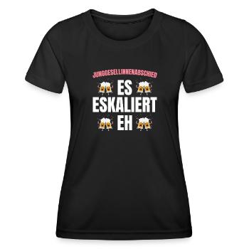 Enterrement de vie de jeune fille mariée drôle dicton - T-shirt sport Femme - noir - Devant - AI Model Female 172 light (172cm)