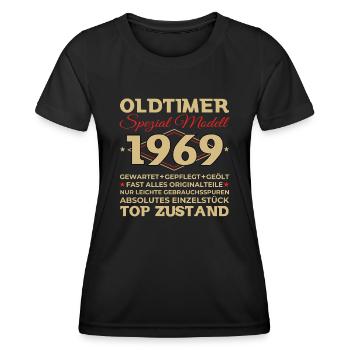 Oldtimer 1969 54. Geburtstag Geschenk Herren - Frauen Funktions-T-Shirt - Schwarz - Vorne - AI Model Female 172 light (172cm)