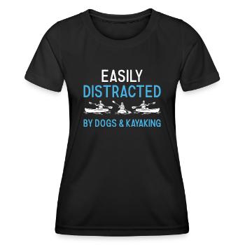 Kayaker Easily Distracted By Dogs And Kayaking - Frauen Funktions-T-Shirt - Schwarz - Vorne - AI Model Female 172 light (172cm)