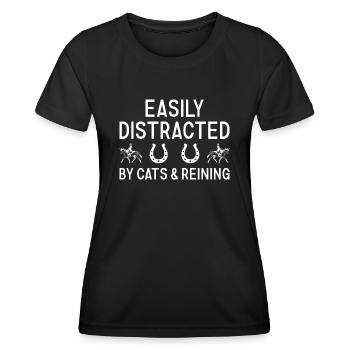 Reiner Easily Distracted Cats And Reining - Women's Functional T-Shirt - black - Front - AI Model Female 172 light (172cm)