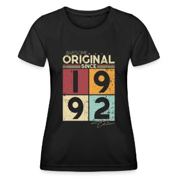 Original 1992 vintage birthday gift - Women's Functional T-Shirt - black - Front - AI Model Female 172 light (172cm)