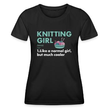 Knitter Girl Definition Knitting - Women's Functional T-Shirt - black - Front - AI Model Female 172 light (172cm)