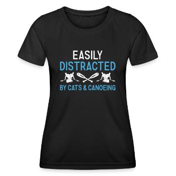 Canoeist Easily Distracted By Cats And Canoeing - Frauen Funktions-T-Shirt - Schwarz - Vorne - AI Model Female 172 light (172cm)