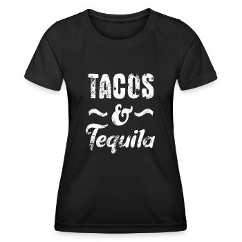 Tacos & Tequila - mexikanisches Essen - Frauen Funktions-T-Shirt - Schwarz - Vorne - AI Model Female 172 light (172cm)