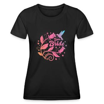 JGA Bachelorette Party - Team Bride - Wreath - Women's Functional T-Shirt - black - Front - AI Model Female 172 light (172cm)